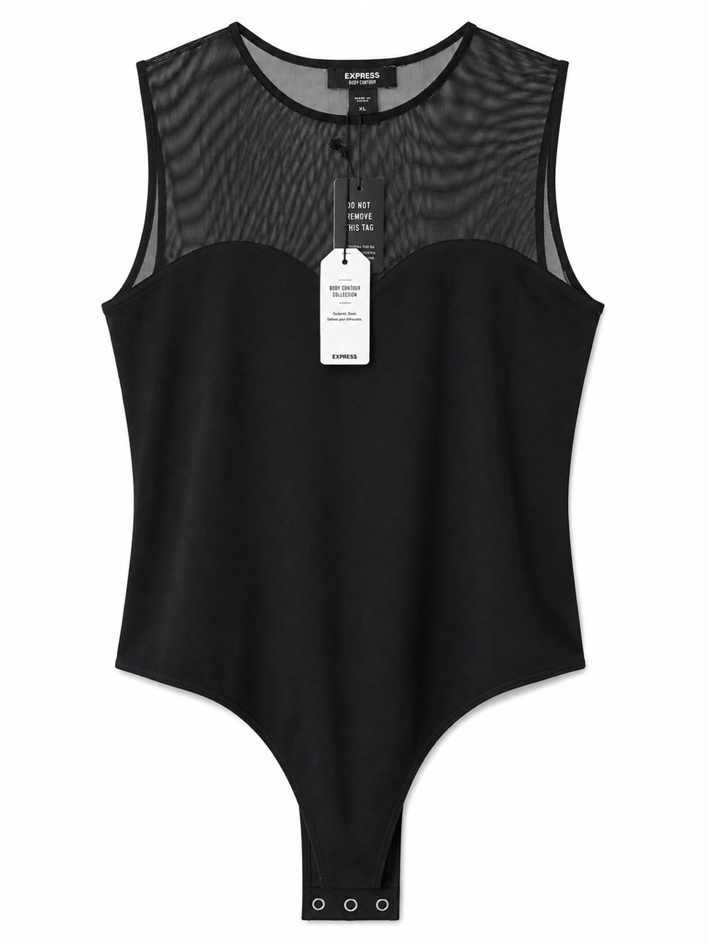 Express Body Contour Black Mesh Sweetheart Bodysuit XL